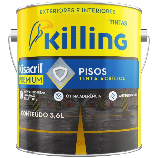 Tinta Killing Kisacril Piso Cores 3,6L (Venda Somente em Loja Física)