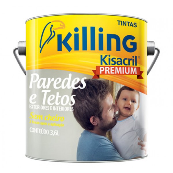 Tinta Acrílica Killing Kisacril Cores 3,6L (venda loja física)